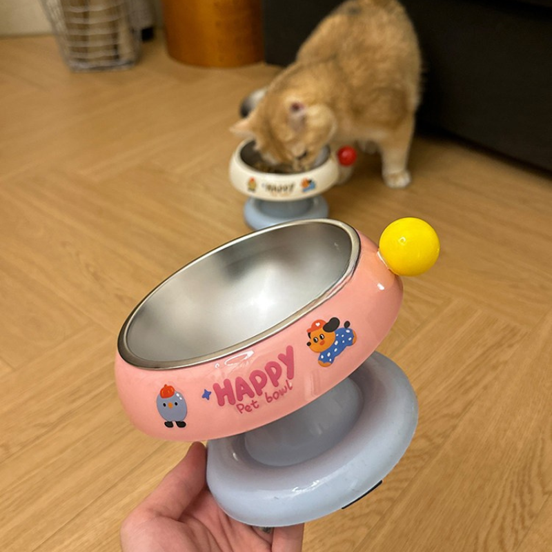 Elevated Stainless Steel Pet Bowl with ABS Base – Dog & Cat Feeding Bowl