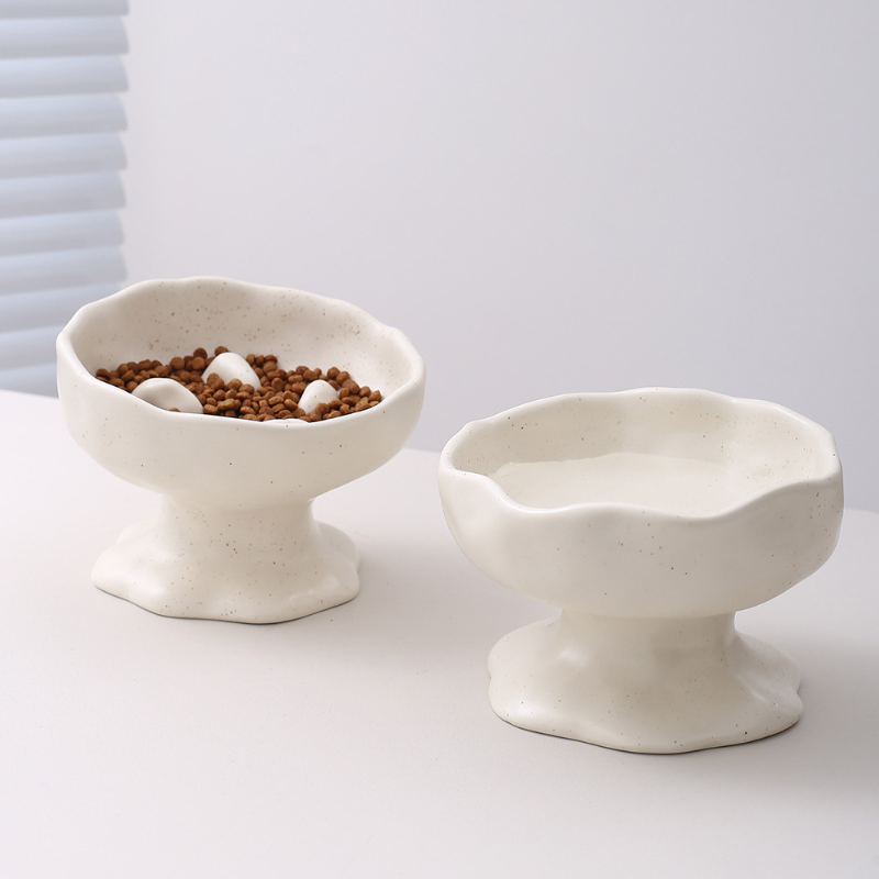 Angled Elevated Ceramic Slow Feeder Bowl for cat&small dog