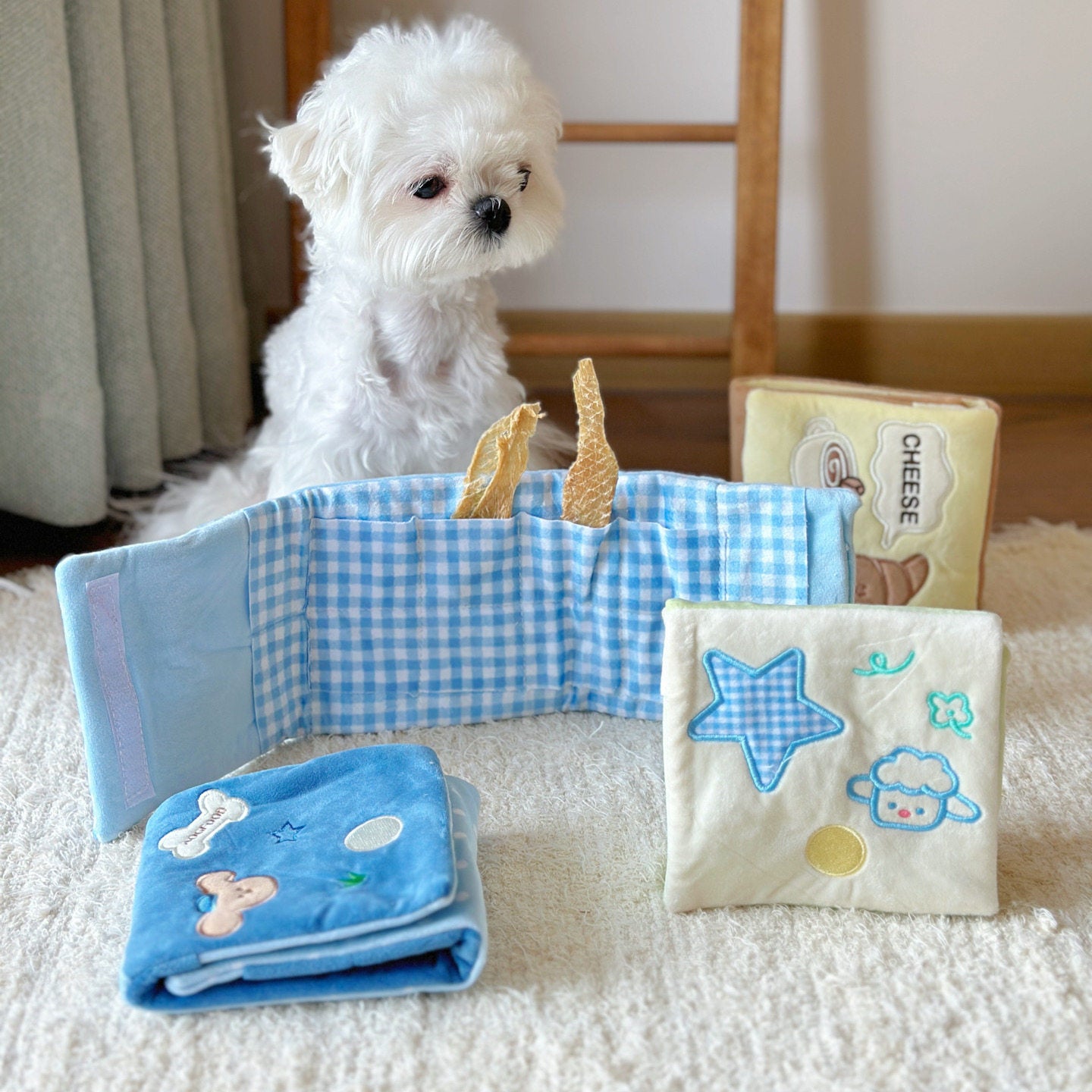 Dog Snuffle Book Toy – Interactive Treat Puzzle with Crinkle & Chew Features