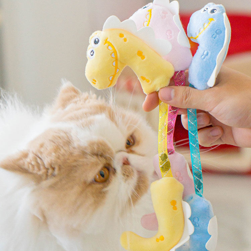 3pcs Dinosaur Cat Toy with Catnip & Gall Fruit Spring – Interactive Cat Toy