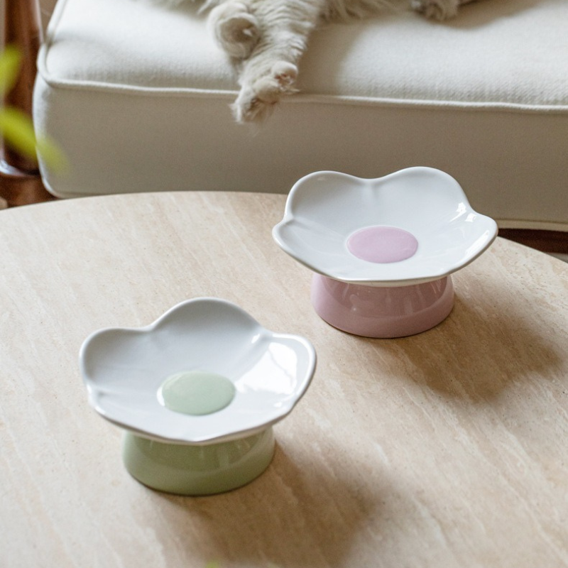 Elevated Ceramic Cat Dish (Shallow Plate)