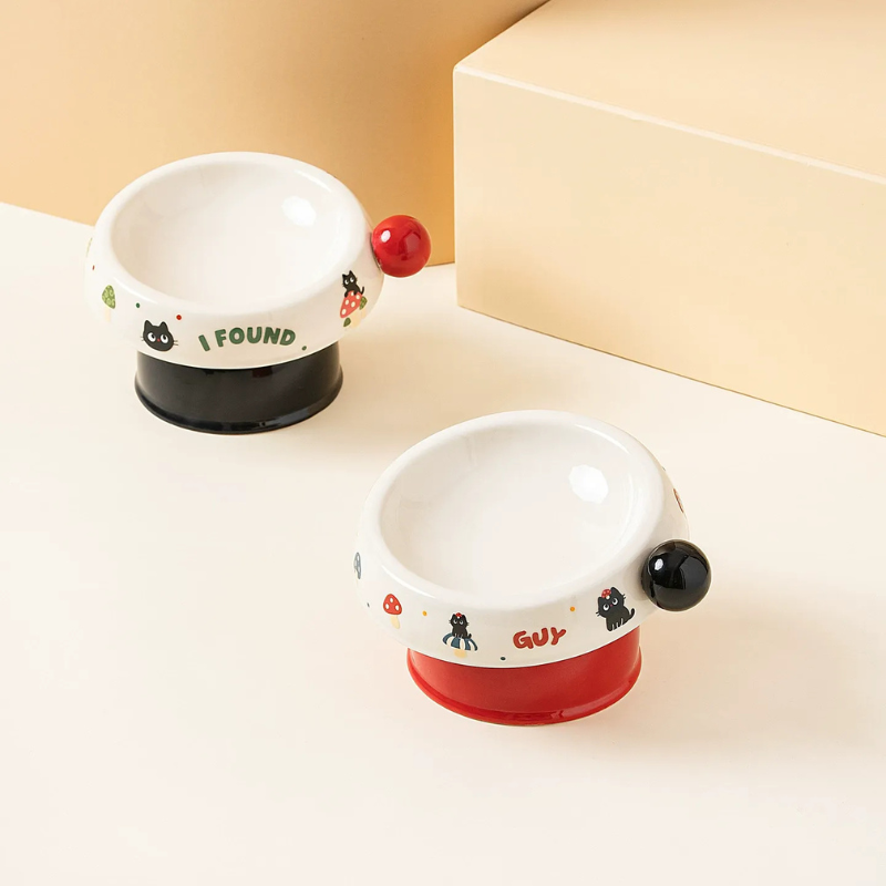 Elevated Ceramic Pet Bowl (Shallow Plate) for Cats