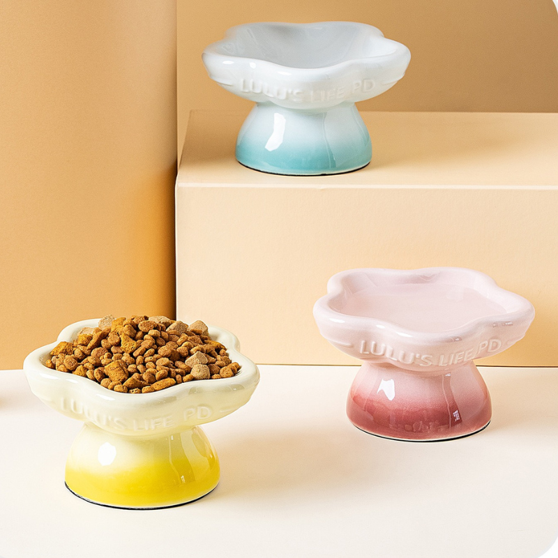 Elevated Ceramic Pet Bowl for Cats and Small Dogs