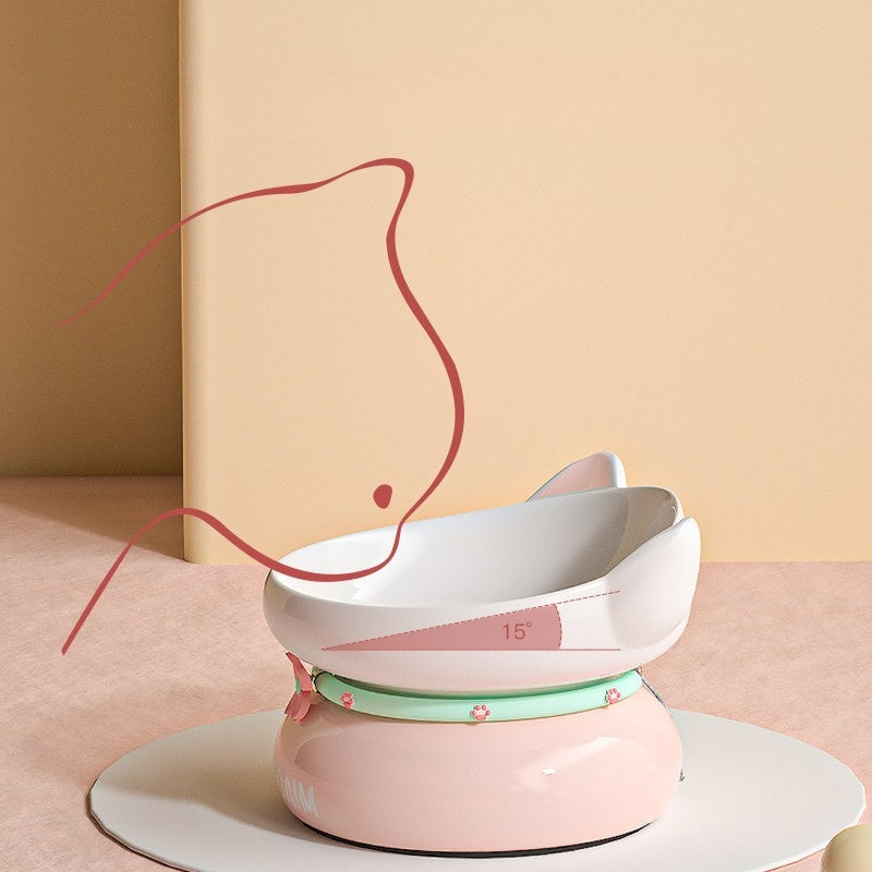 Elevated Tilted Ceramic Pet Bowl for Cats & Small Dogs | Cat Food & Water Bowl