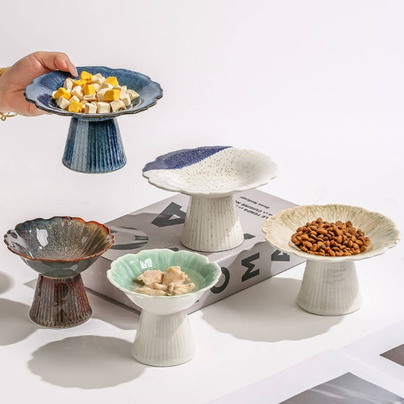 Ceramic Cat Bowl – Elevated Cat Food & Water Dish for Wet Food, Neck-Friendly Pet Bowl