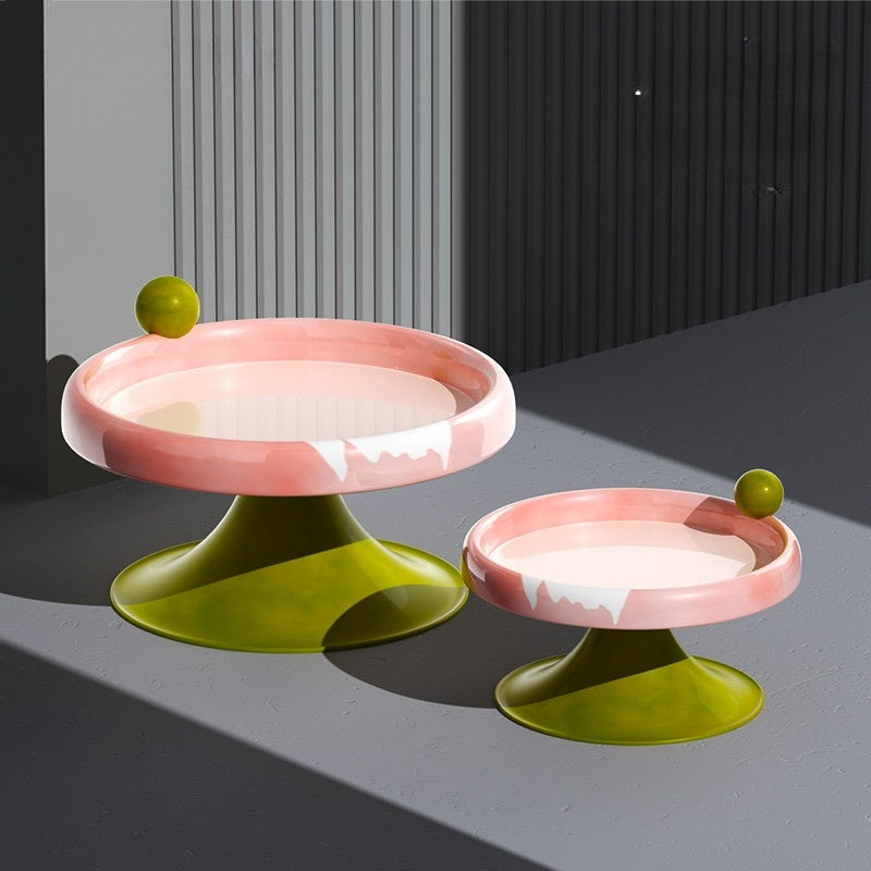 Ice Cream Shaped Elevated Ceramic Cat Bowl – Shallow Dish for Kitten Wet Food & Treats