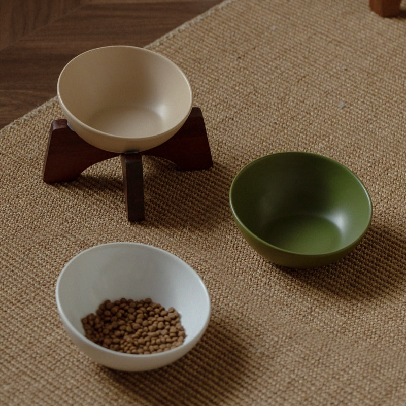 Ceramic Tilted Pet Bowl – Cat Food Bowl & Small Dog Feeding Dish