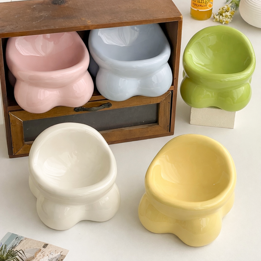 Ceramic Cat Bowl – Cute Design, Neck-Friendly Pet Bowl for Cats