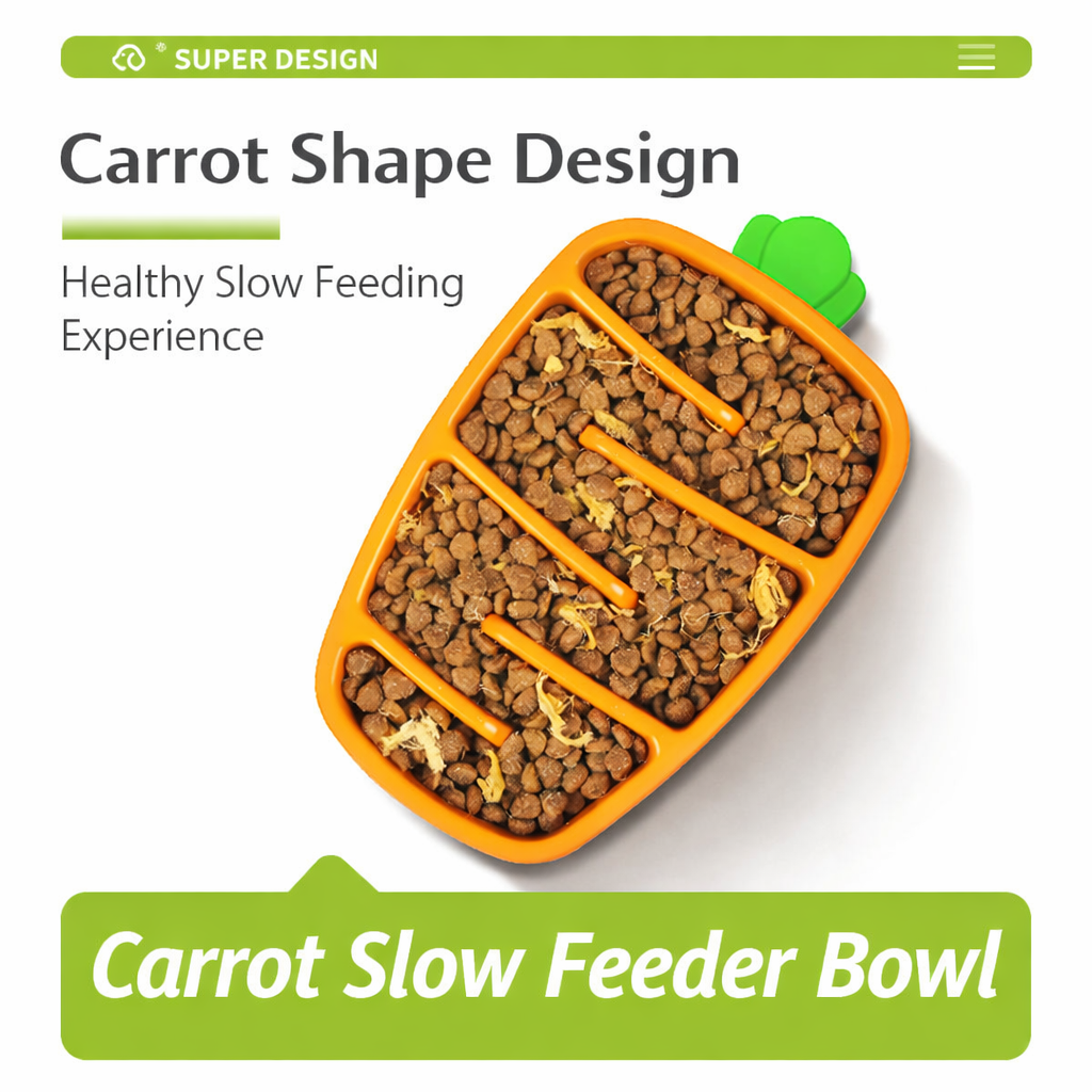 Carrot-Shaped Ceramic Slow Feeder Bowl – Anti-Choking Pet Food Bowl for Dogs & Cats