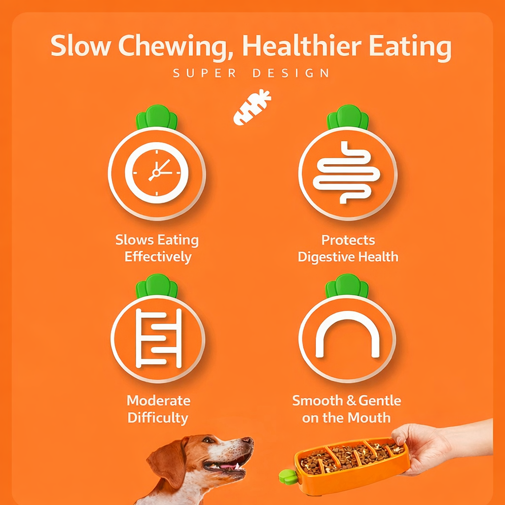 Carrot-Shaped Ceramic Slow Feeder Bowl – Anti-Choking Pet Food Bowl for Dogs & Cats