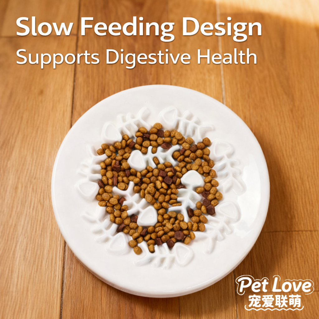 Ceramic Slow Feeder Dog Bowl – Wide Opening Elevated Bowl for Large & Medium Dogs