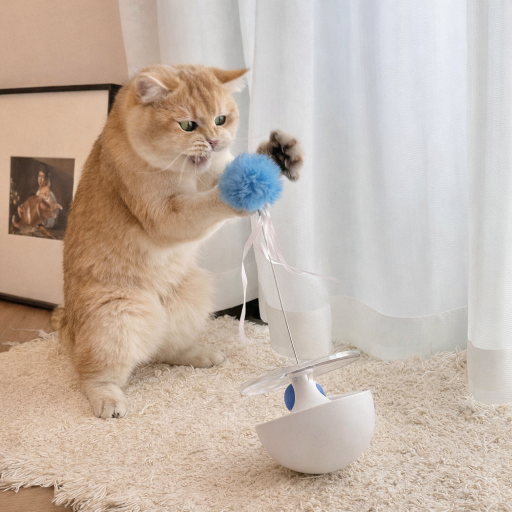 Tumbler Cat Toy with Feather – Interactive Teaser Toy for Cats