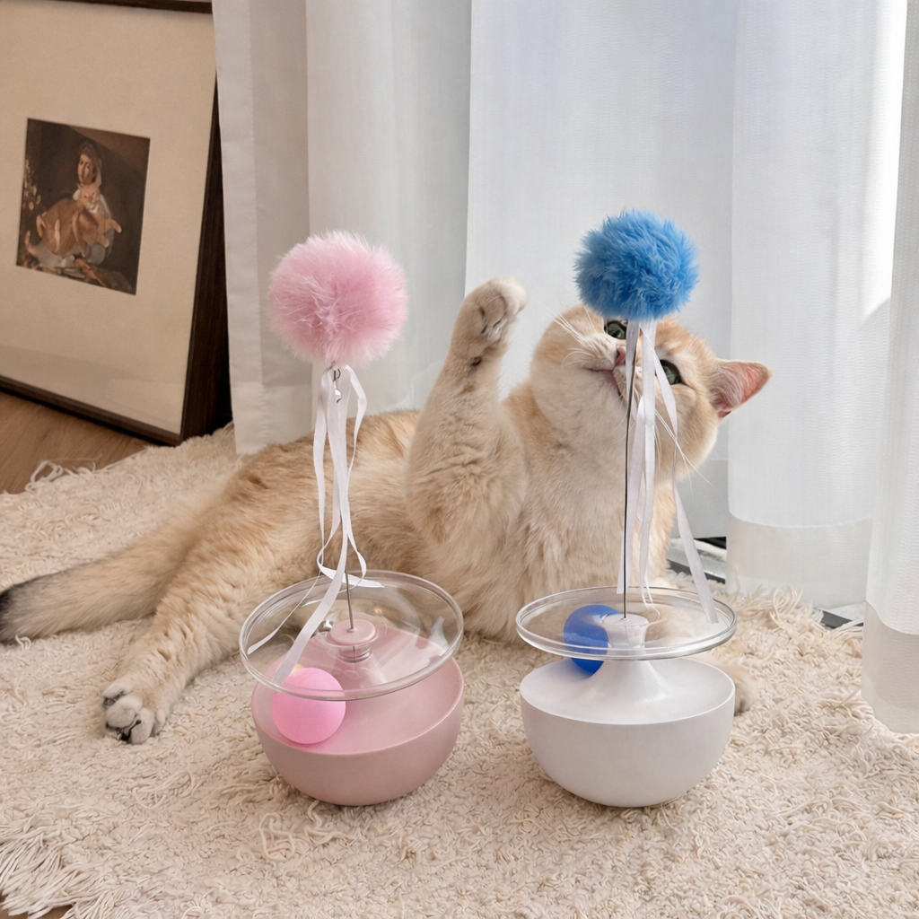 Tumbler Cat Toy with Feather – Interactive Teaser Toy for Cats