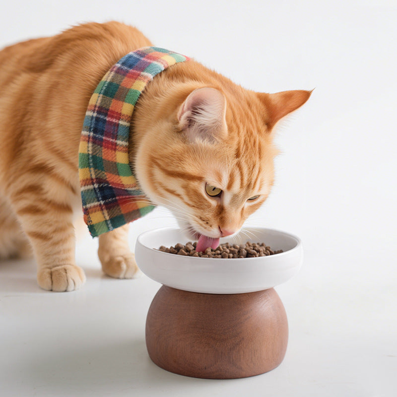Elevated Pet Bowl with Wooden Stand