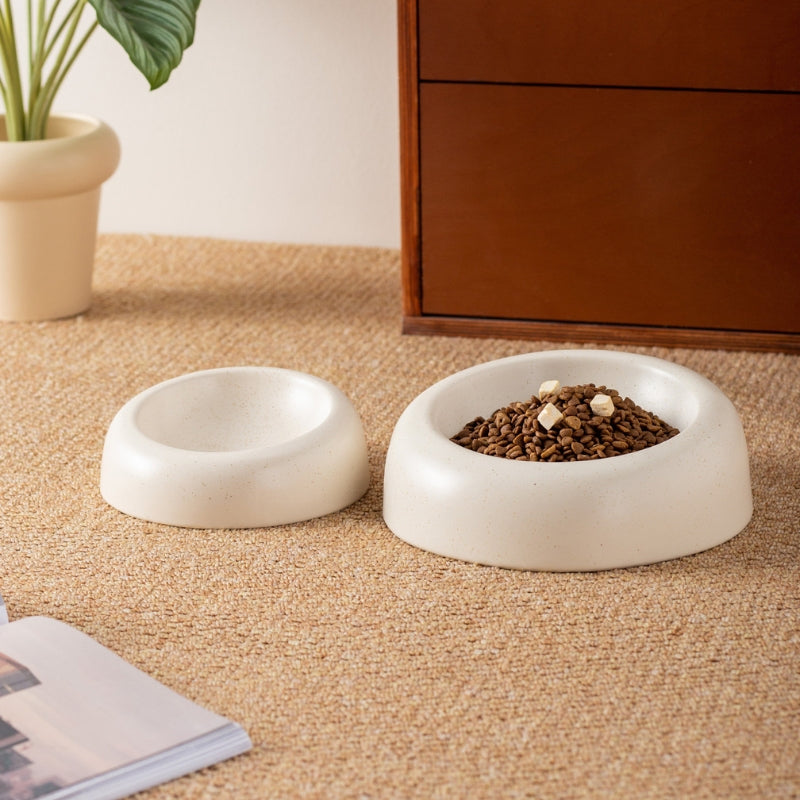 Minimalist Speckled Glaze Angled Ceramic Pet Bowl – Anti-Tip Neck-Friendly Bowl for Cats & Dogs