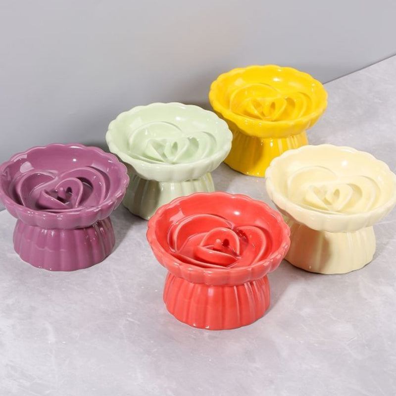 Elevated Ceramic Slow Feeder Cat Bowl – Anti-Choking, Anti-Acne, Anti-Tip Feeding Bowl