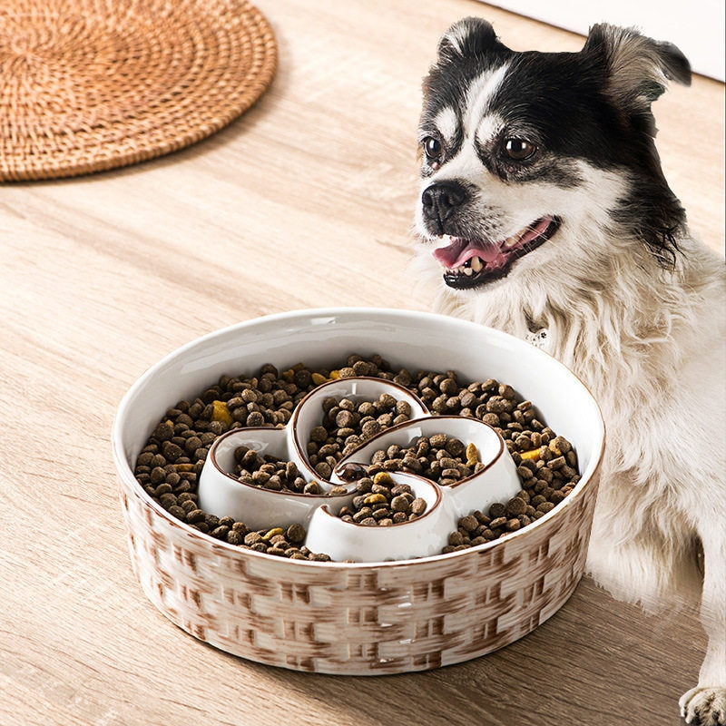 Ceramic Slow Feeder Dog Bowl – Anti-Choking Feeding Bowl for Medium & Large Dogs