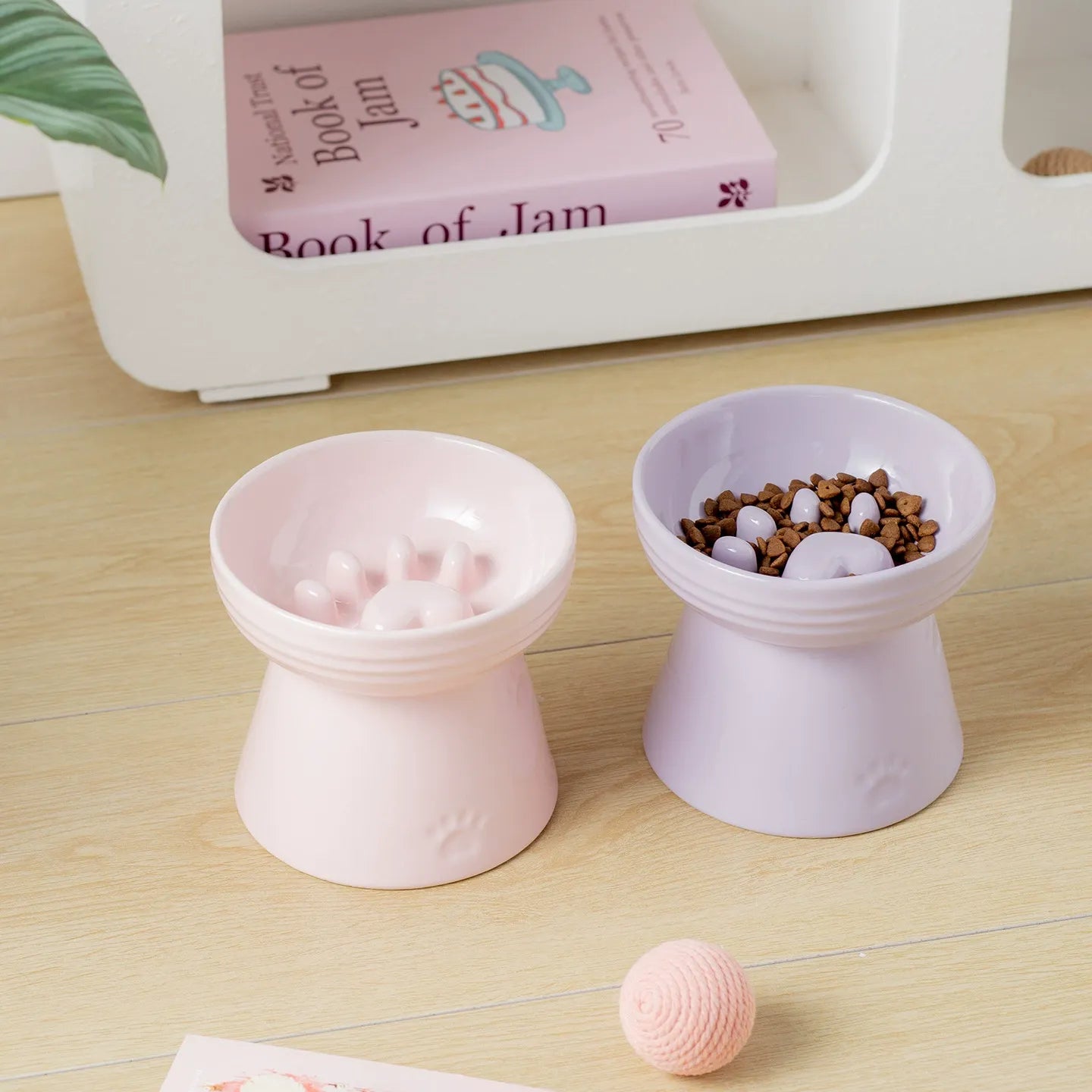 Elevated Ceramic slow Pet Bowl – Neck-Support Design,  Ideal for Cats & Small Dogs