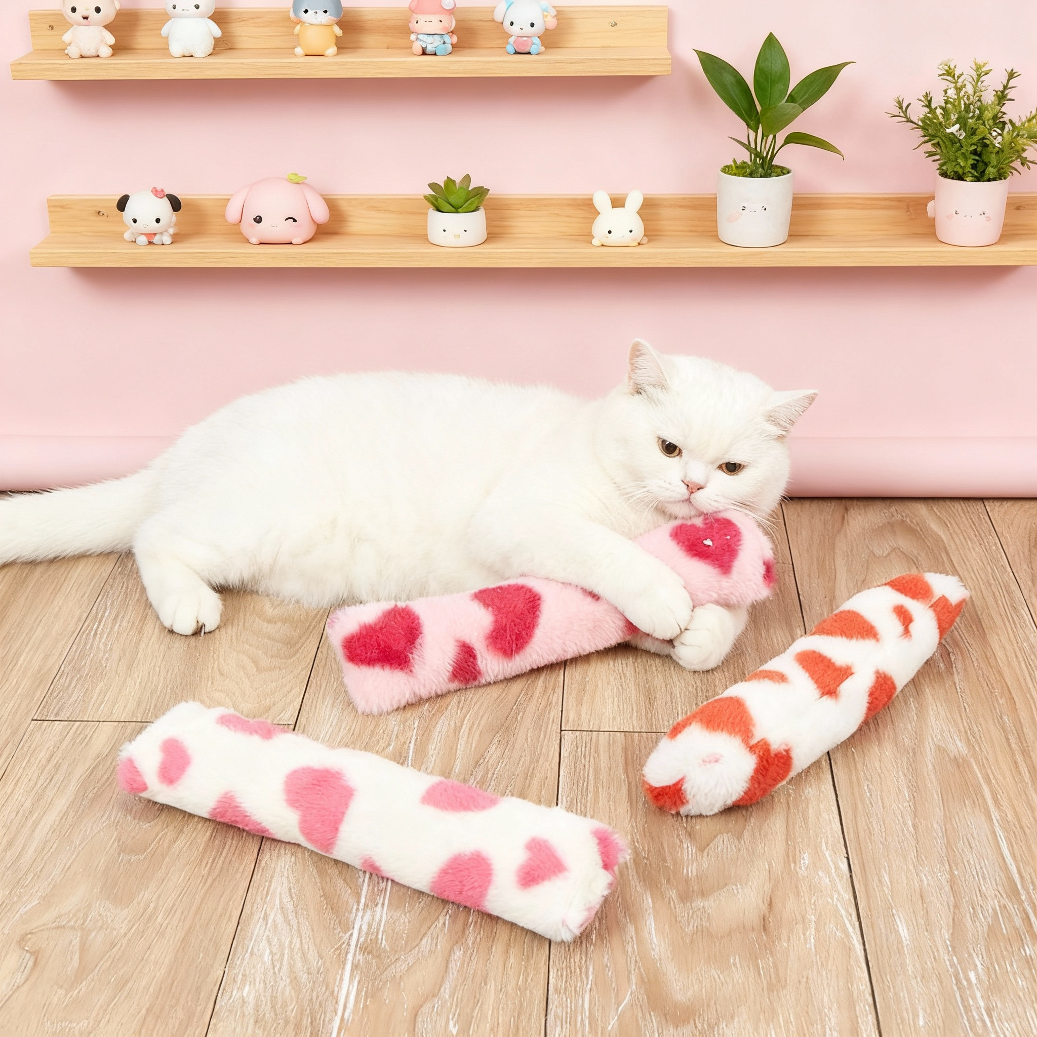 3pcs Crinkle Plush Cat Pillow Toy – Soft Stuffed Toy for Cats