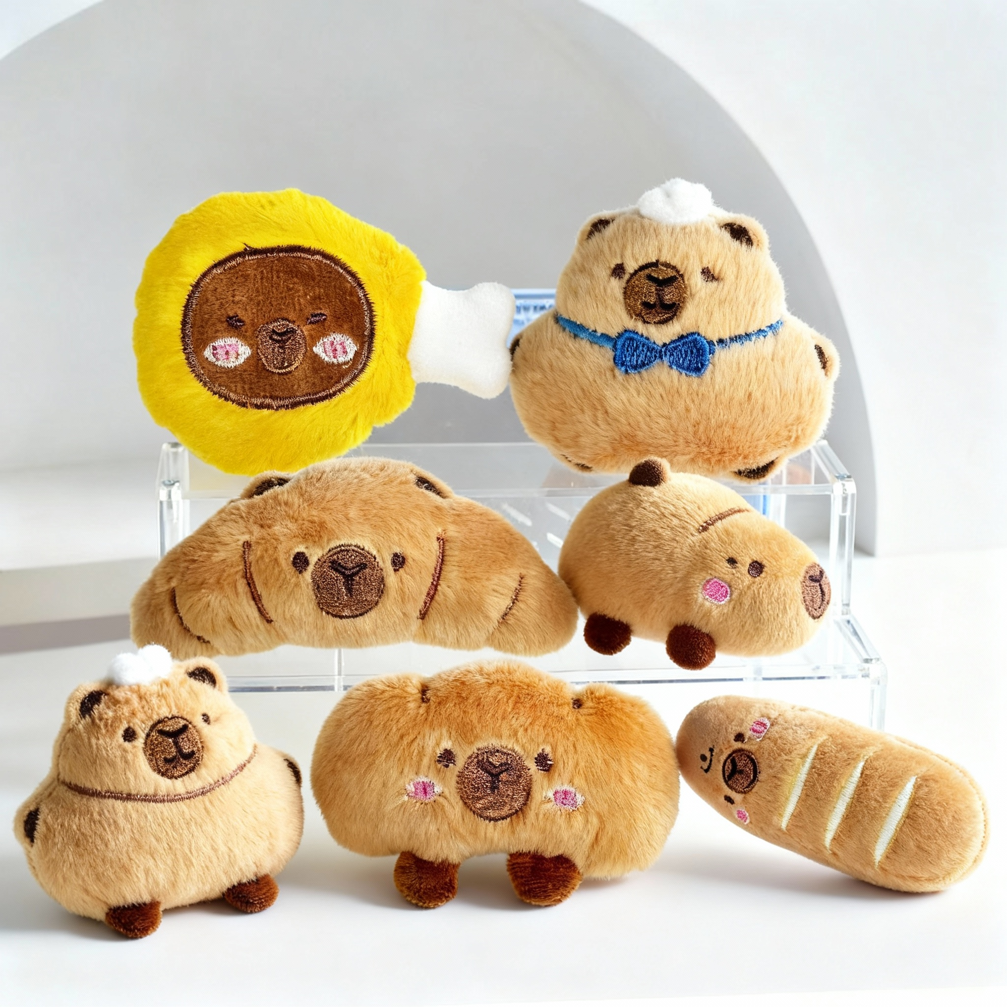 6pcs Plush Squeaky Dog Toy – Durable Fabric with Hand-Stitched Embroidery for Small & Medium Dogs