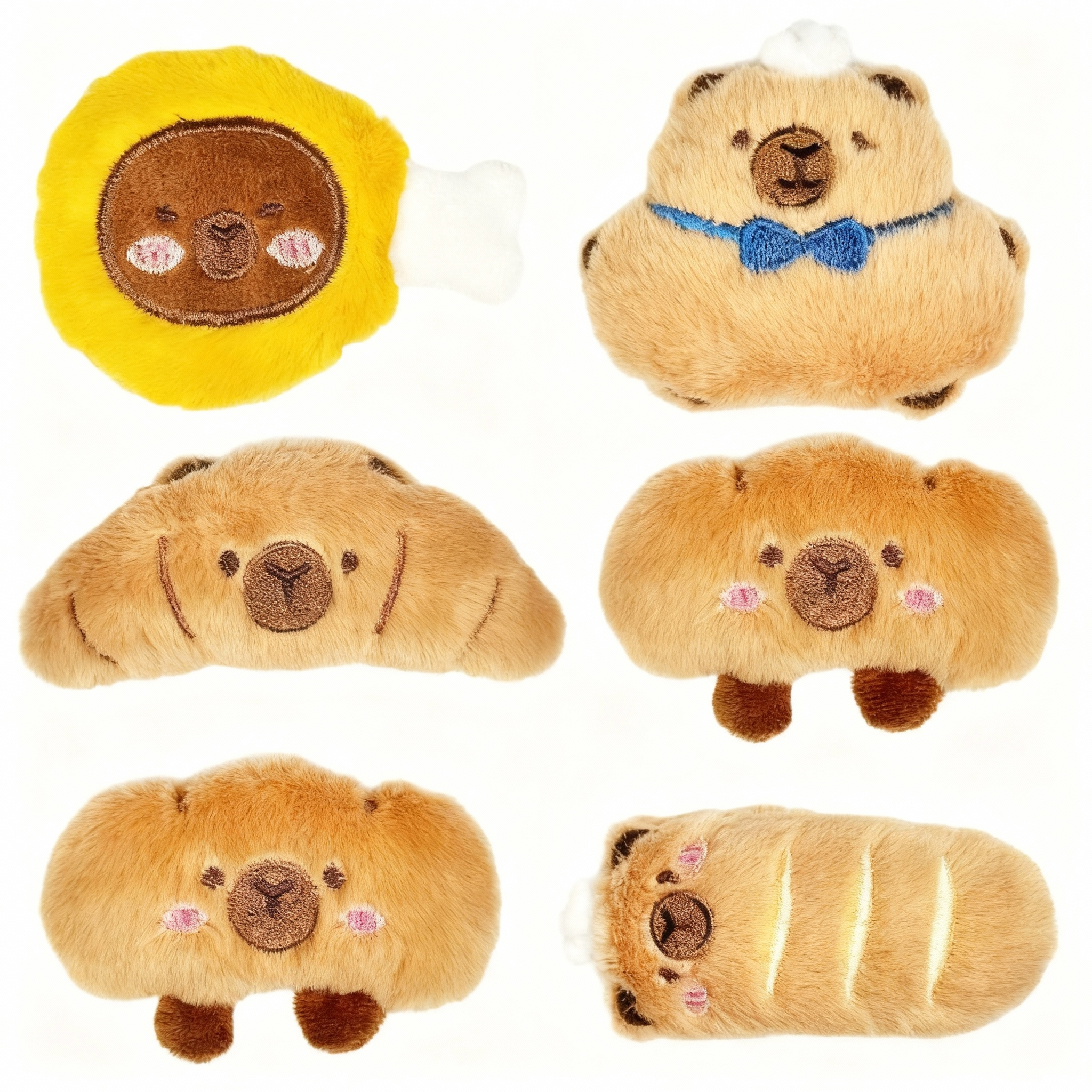 6pcs Plush Squeaky Dog Toy – Durable Fabric with Hand-Stitched Embroidery for Small & Medium Dogs