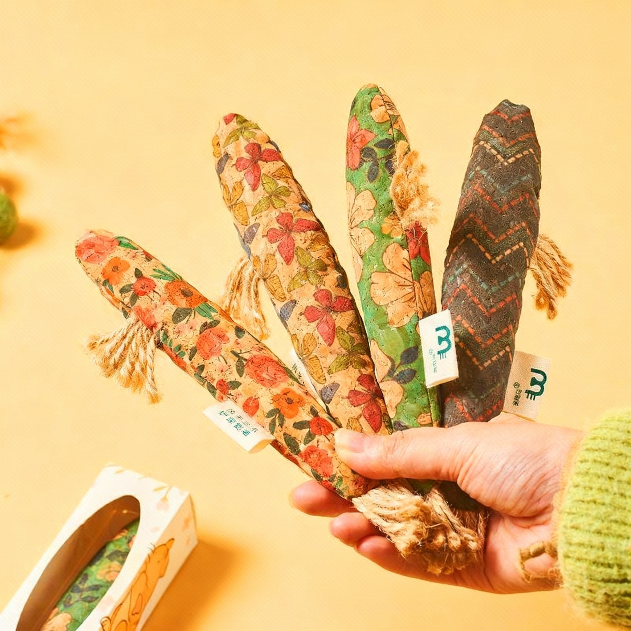 Catnip Toy with Natural Ingredients – Durable Cork Fabric Chew Toy for Cats