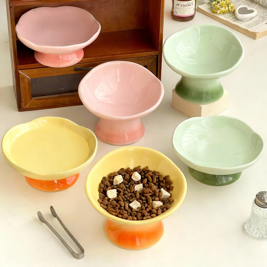 An image of Elevated Wide Ceramic Pet Bowl – 250ml Raised Bowl for Cats & Small Dogs