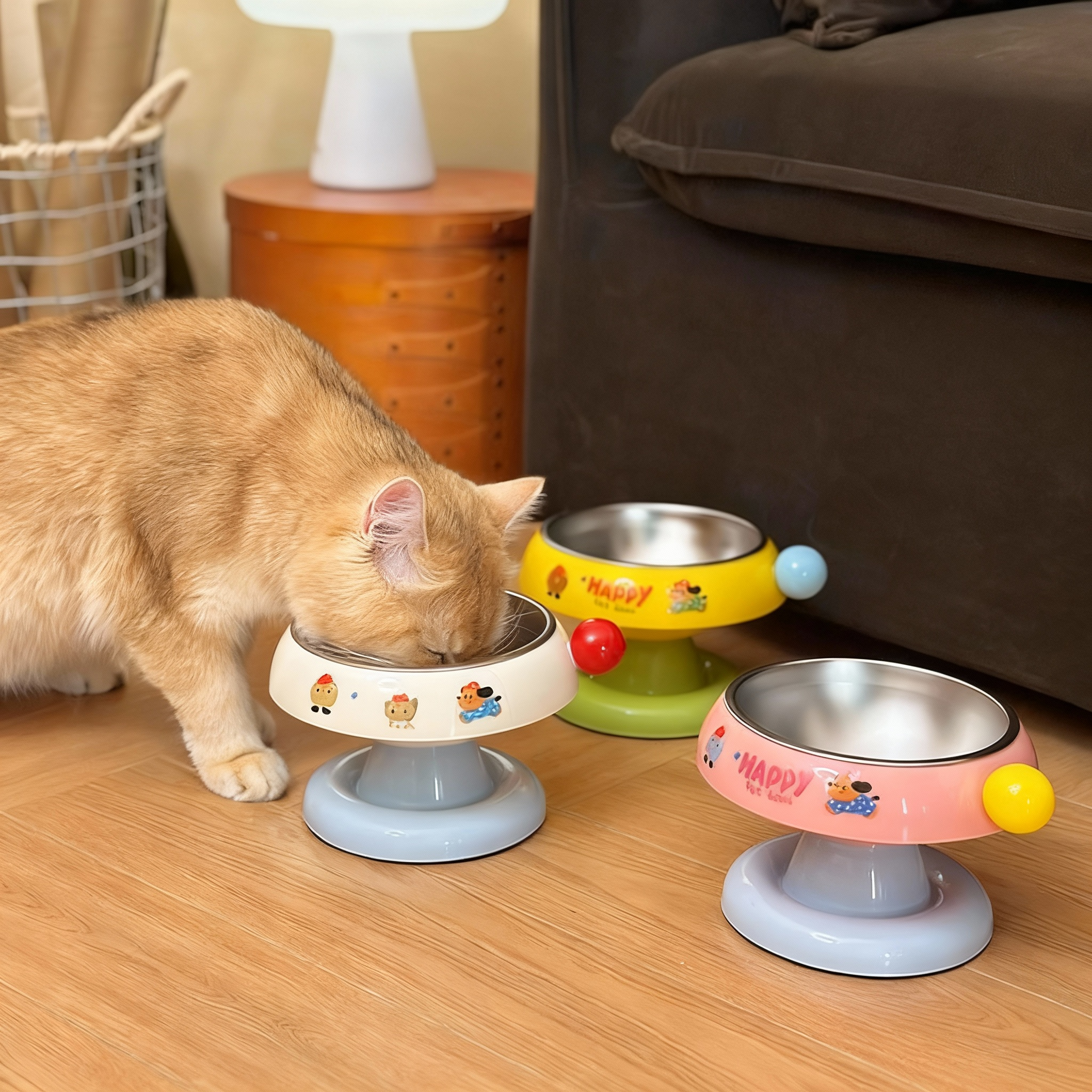 Elevated Stainless Steel Pet Bowl with ABS Base – Dog & Cat Feeding Bowl